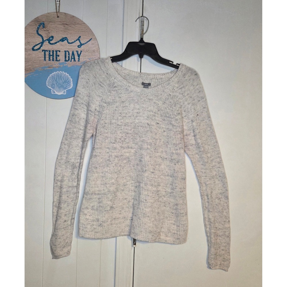 Aerie Womens Gray Marl Cotton Knit Crewneck Sweater Raglan Sleeve M